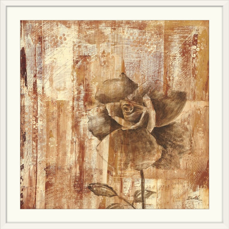 Annekee «Rust Rose II» par Carol Black, reproduction d'art, H 20" x l 20" x P 1", Cadre blanc