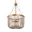 Lustre 4 lumières de style ferme bohème avec perles de bois vieillies fabriquées à la main