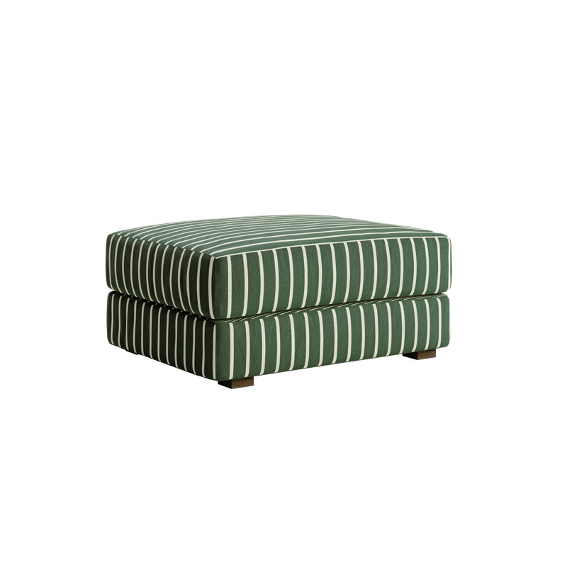 All-Natural Elevate Ottoman, Field Striped Hemp Blend