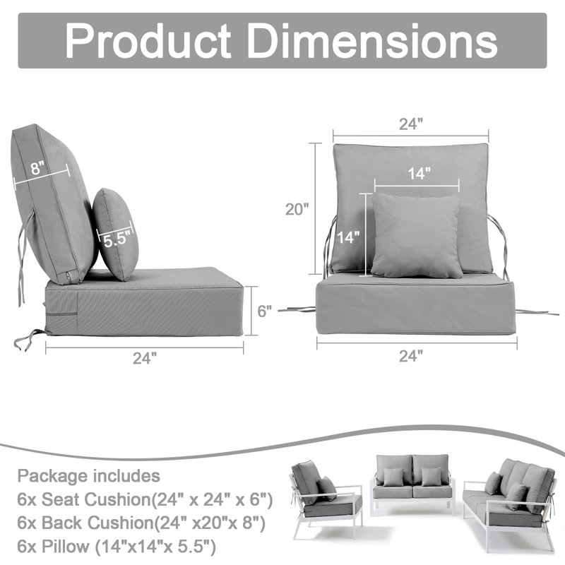 Back & Seat Patio Cushions For Outdoor Furniture 24 X 24  X 6  Inch, Outdoor Replacement Cushion Set Of 4, Weather Resistant Patio Chair Cushions With Removable Cover And Straps, Navy Blue