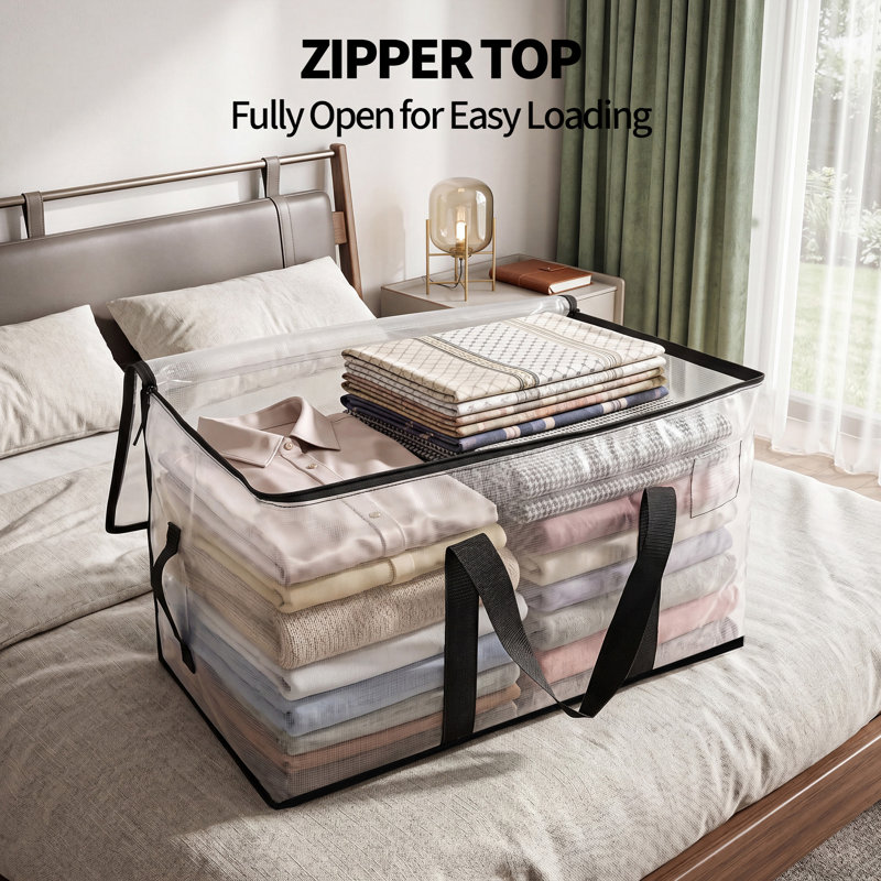 Ensemble de 6 sacs de rangement surdimensionnés, 24 gallons avec poignées renforcées, organisateur de vêtements à fermeture à glissière pour camping mobile, transparent