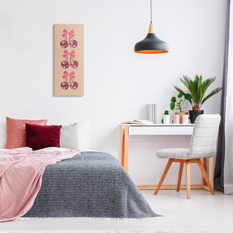«Cherries with Ribbons», art mural sur toile par Amelia Noyes, Toile tendue, H 30 po x l 13 po x P 1,5 po