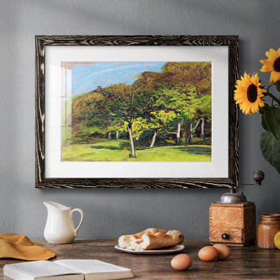 Arbres fruitiers, 1865 - reproduction encadrée rustique avec tableau mat