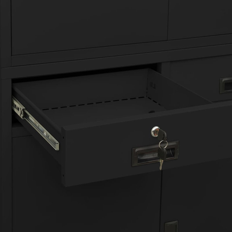 Classeur en métal avec tablettes pour bureau, Noir