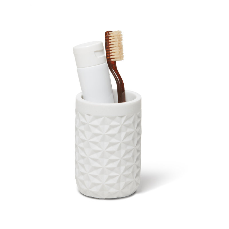 White Quilted Resin Bathroom Tumbler