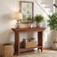 Console étroite 40 po en bois massif avec rangement