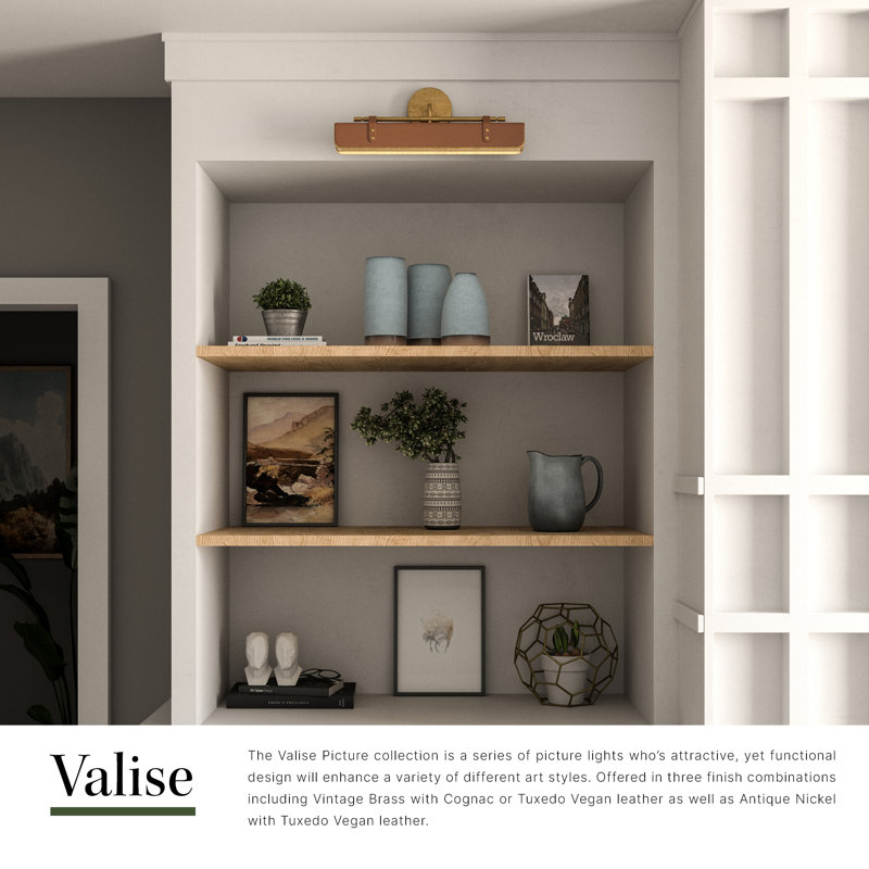 Valise Dimmable LED Wall Mounted Picture Light, Vintage Brass