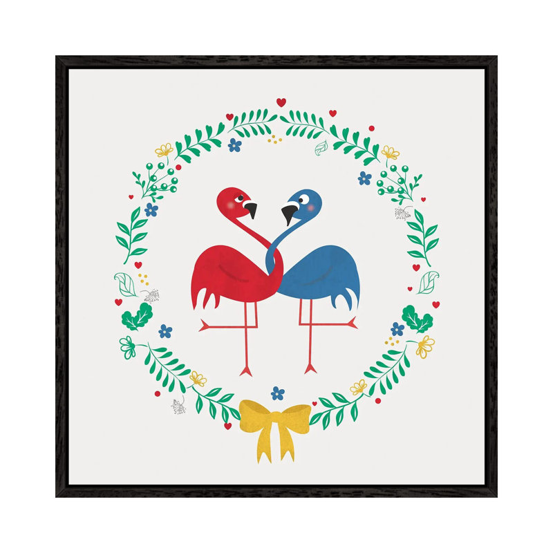 Flamingos In Love by Show Me Mars - Gallery-Wrapped Canvas Giclée on Canvas, Black Framed, 66.04 cm H x 66.04 cm W
