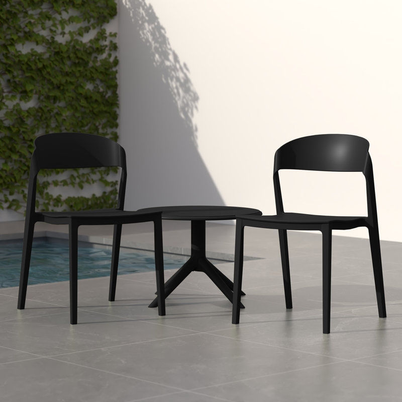 Ensemble de 2 chaises de patio empilables, Black