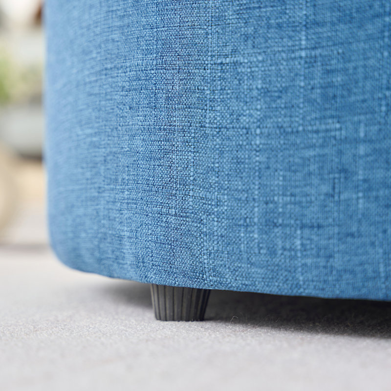 Repose-pieds rembourré en lin bleu, conception gigogne 2 en 1 pour l'espace, 41 fonctions comme tabouret de pieds, table basse, banc et rangement, cadre et mousse haute, mousse compacte facile d'entretien
