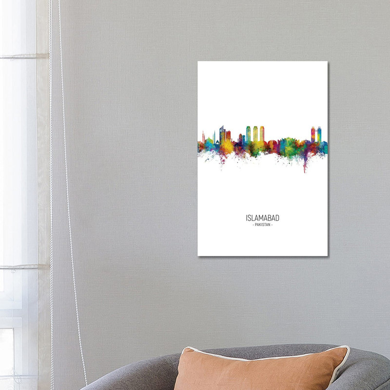 Islamabad Pakistan Skyline Portrait by Michael Tompsett - Wrapped Canvas Print, 66.04cm H x 45.72cm W x 1.905cm D