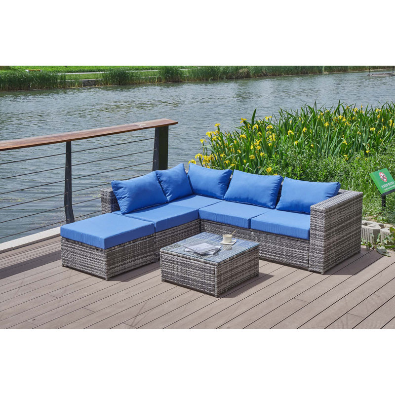 6 pièces Canapé de patio avec coussins