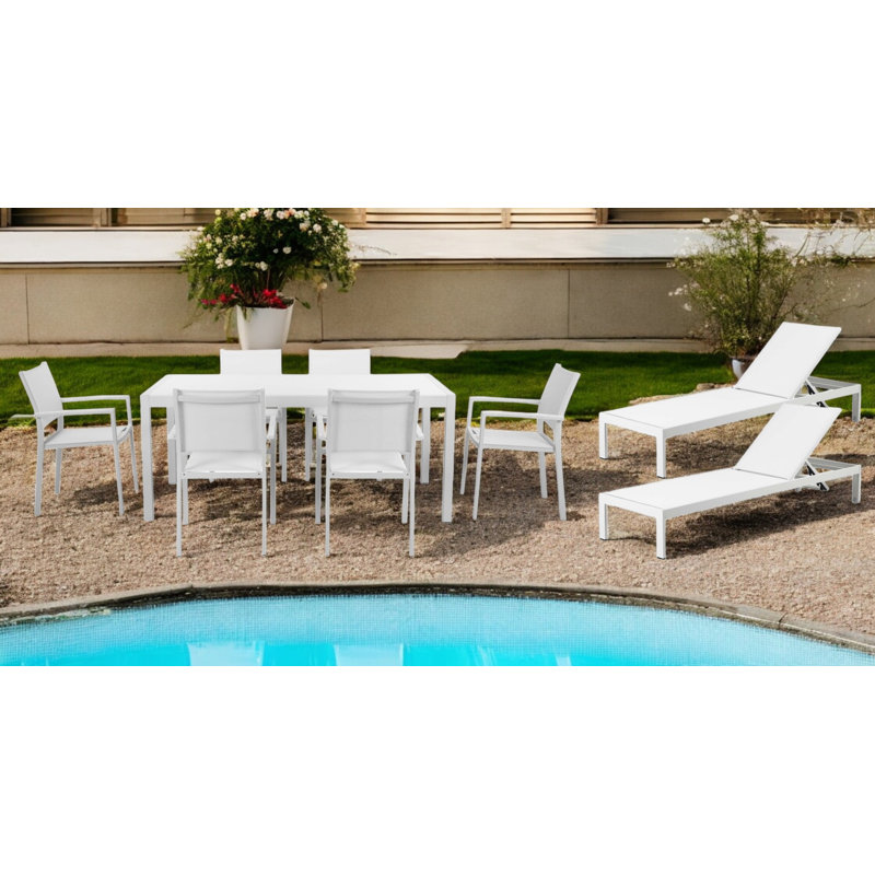 Aynura Rectangular 8 - Person 71'' Long Dining Set, White