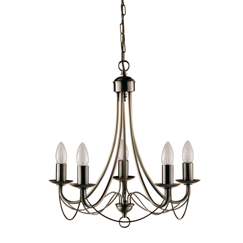 Georgetown 5 - Light Chandelier, 46cm W, Antique Brass