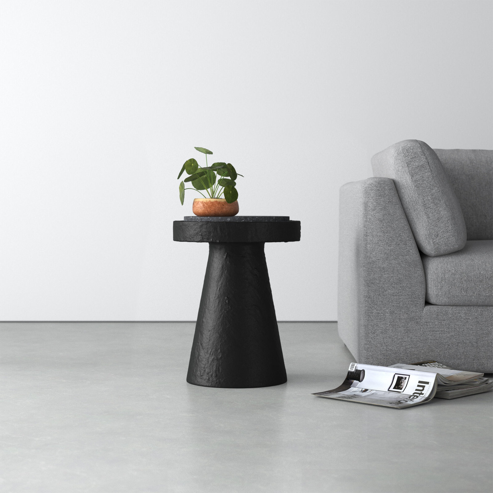 Brinson Pedestal End Table, Black