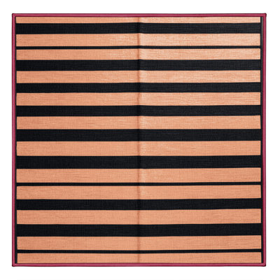 Machine Washable Horizontal Stripes Pink Area Rug