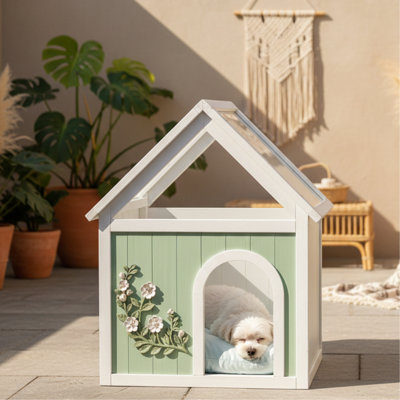 Sage Indoor Cat House, Clear Acrylic Roof, No - Tool Assembly, Matte Coating, 25.36 In Depth, American Design Pet House Made Of , Quick Setup, Hand Front, 31.22 Height,
