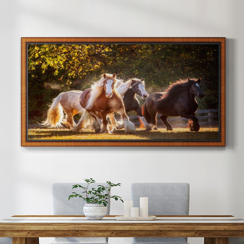 " Sunlit Horses III ", 29" H x 53" W x 2.5" D