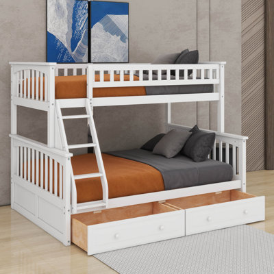 Twin Over Full Bunk Bed With Drawers, Convertible Beds