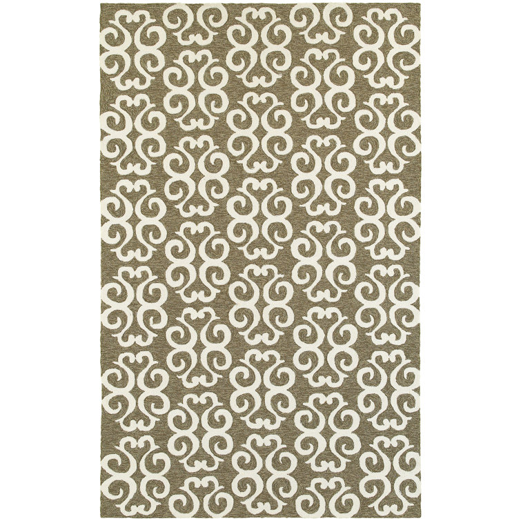 Atrium Damask Hand-Hooked Brown/Ivory Area Rug