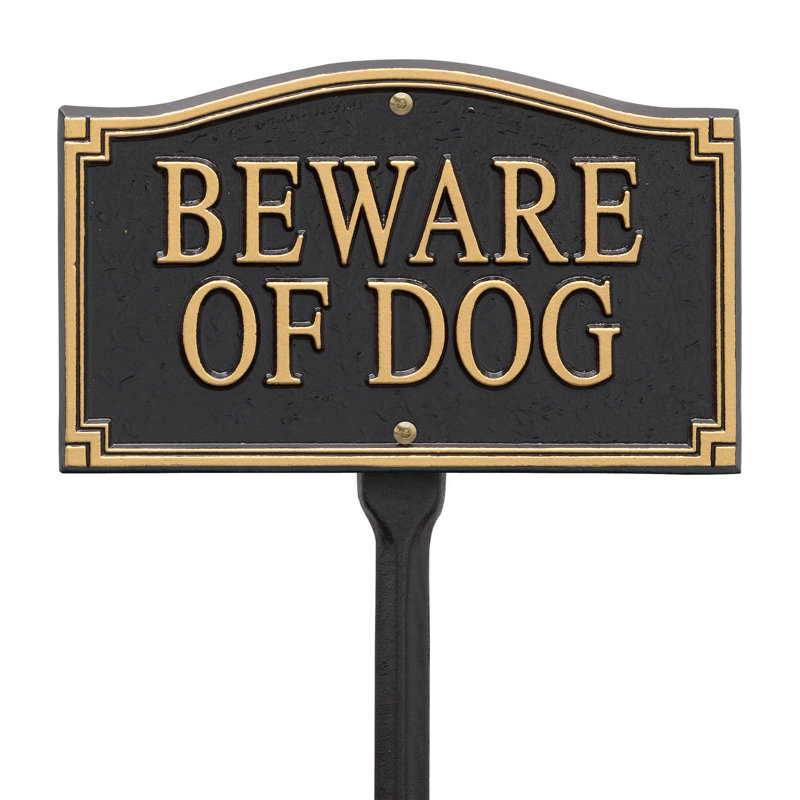 Beware of Dog Garden Sign, Black/Gold