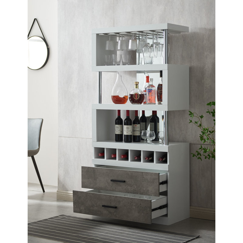 Bar avec rangement pour bouteilles de vin, Blanc