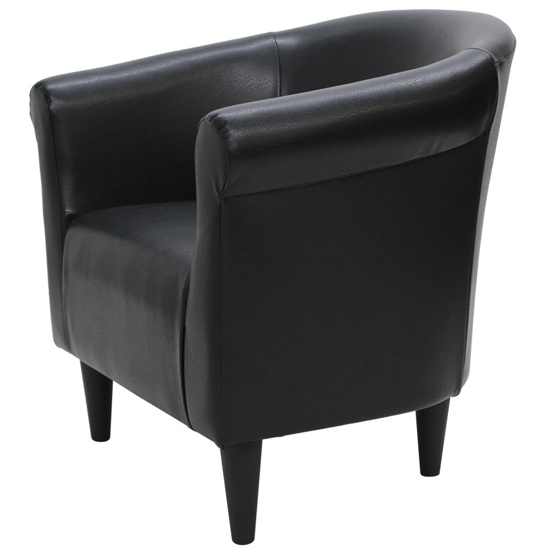 Fauteuil demi-tonneau l 30,5 po Liam, Similicuir noir