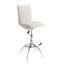 Tabouret de bar moderne en similicuir/chrome, hauteur réglable, couleur blanc cassé