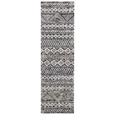 Dimartino Hand Tufted Wool/Cotton Southwestern Rug in Gray/Brown