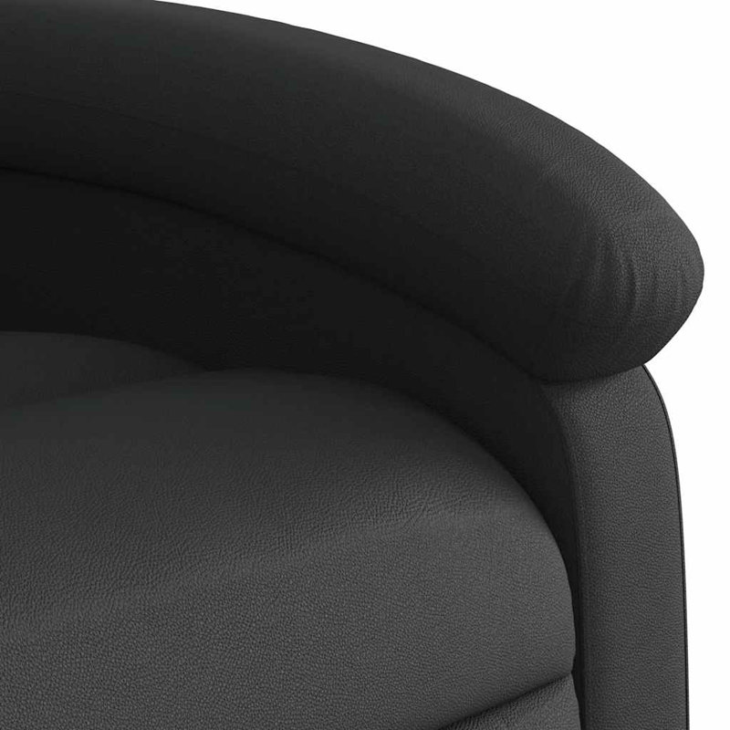 Recliner Chair, Adjustable Backrest/ Footrest, Real Leather, Black Genuine Leather, Manual