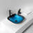 Bathroom Artistic Tempered Glass Vessel Bathroom Sink With Faucet And Pop-Up Drain, Blue(Includes Only The Bathroom Sink)