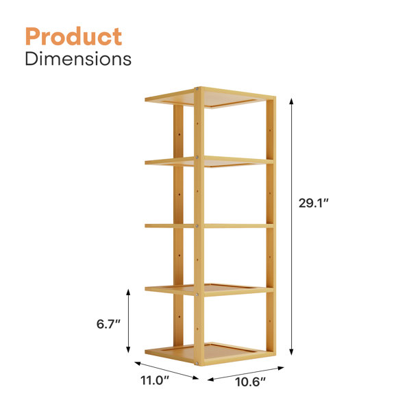 MoNiBloom 5-Tier 5 Pairs Bamboo Corner Shoes Rack, Narrow Shoes Storage ...