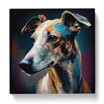 Whippet Palette Knife - Wrapped Canvas - Framed Print