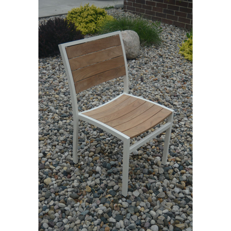 SoHo Teak Aluminum Outdoor Stacking Sidechair, White