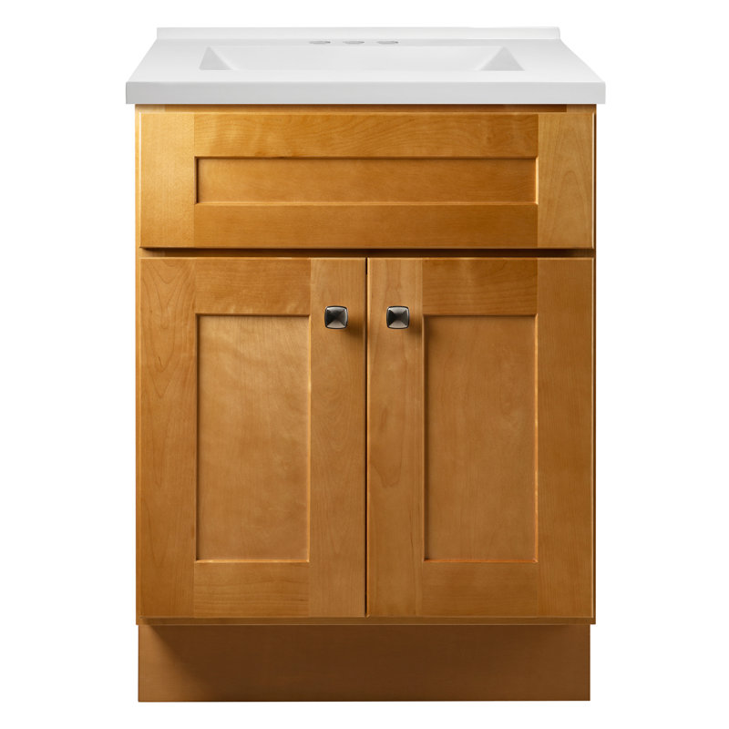 Brookings 25 Inch Bathroom Vanity with Cultured Marble Top, Assembled, Sherwin Williams – Design House, 215624, Tan