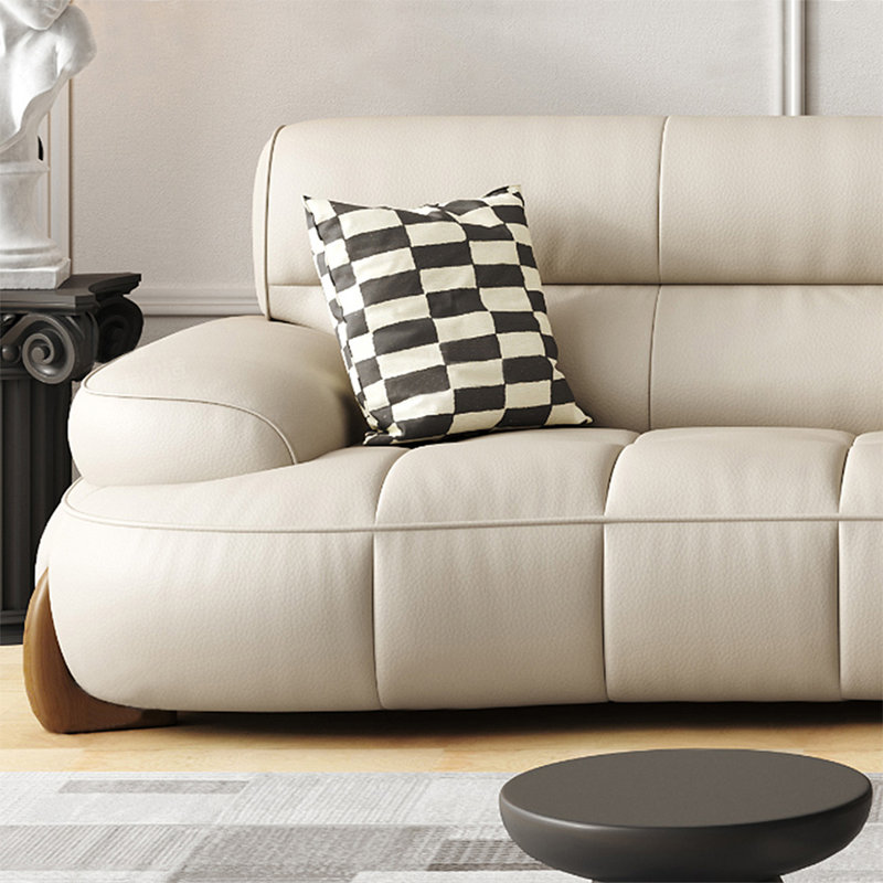 Canapé modulaire en cuir crème blanc cassé, H 33,86 po x l 85,83 po x P 43,31 po