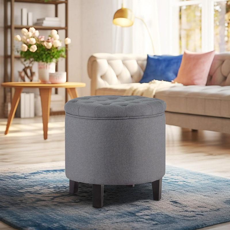 Kallenbach Upholstered Ottoman, Black, Gray