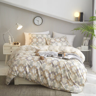 Minimalist Cotton Percale Geometric Shapes Duvet Cover