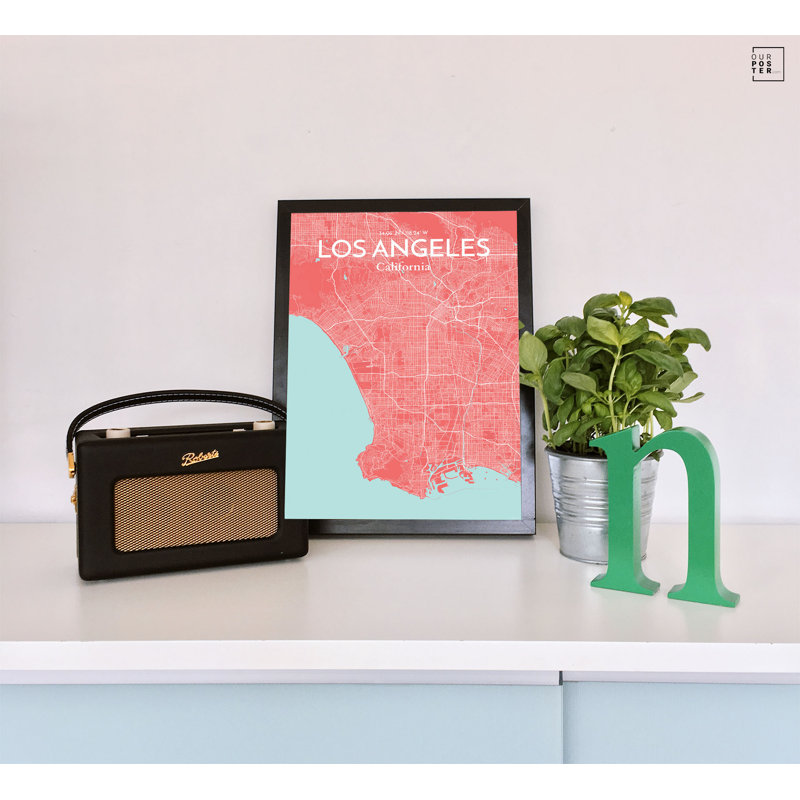 « los angeles city map », reproduction d’impression sur affiche en mer, H 27,6 po x l 19,7 po