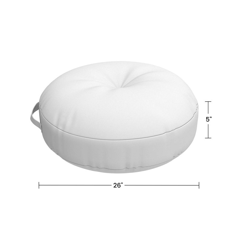 Sunbrella Indoor/Outdoor Floor Pillow, 26 Inch Circular Cushion Cover with Insert, Circular 26", Canvas Tangerine
