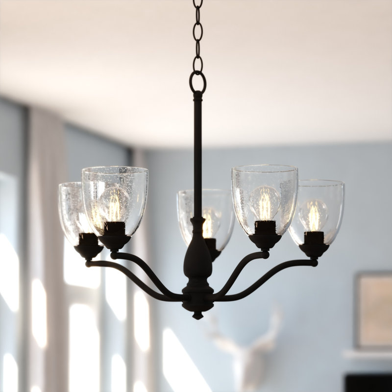 Bellwood 5-Light 24.5 In. Wide Traditional Chandelier, LED Compatible, Adjustable Height, Hanging Ceiling Pendant Fixture For Dining Table Kitchen Entryway Bedroom Island Foyer