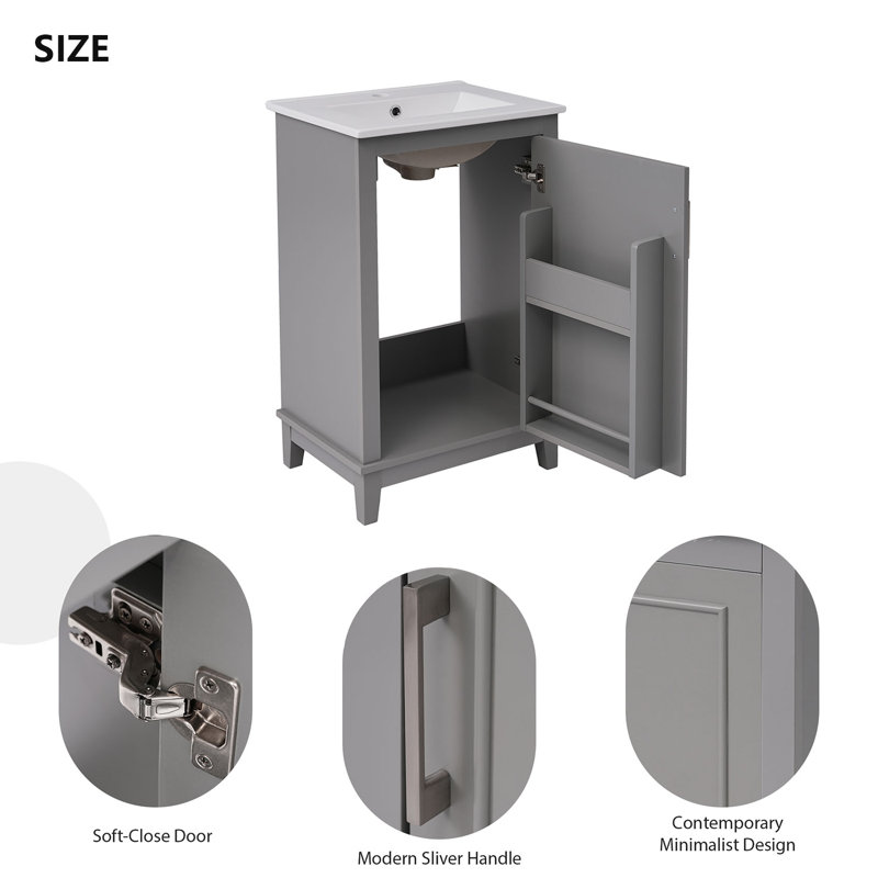 Rechell 20'' Single Bathroom Vanity with Ceramic Top, Gray