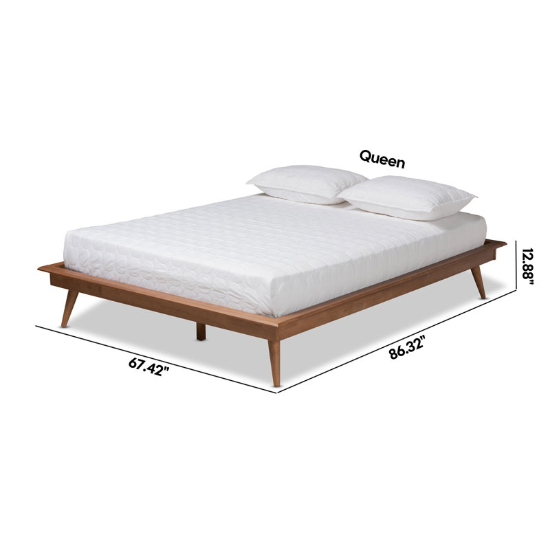 Brayden Platform Bed with Walnut Brown Finish in Mid-Century Modern Style, Queen