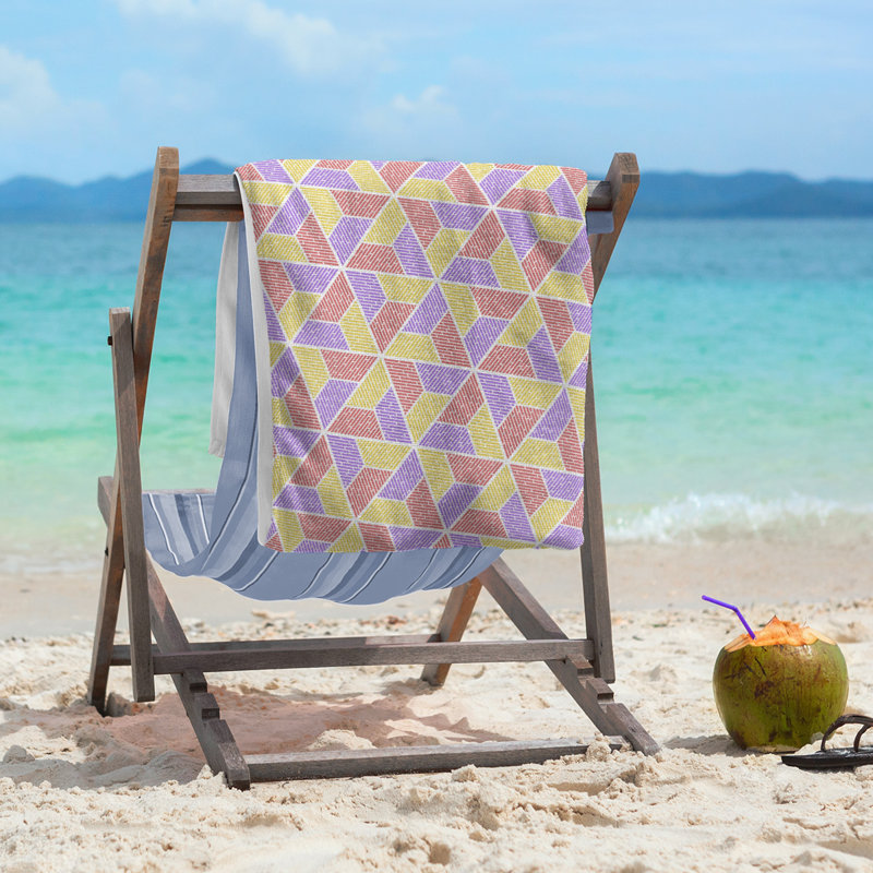 Katelyn Elizabeth Cotton Blend Beach Towel, Red/Purple/Yellow