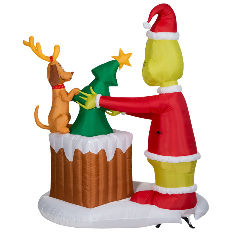 Arbre animé avec grinch tirant un arbre de la cheminée-LG Scene-Dr. Seuss