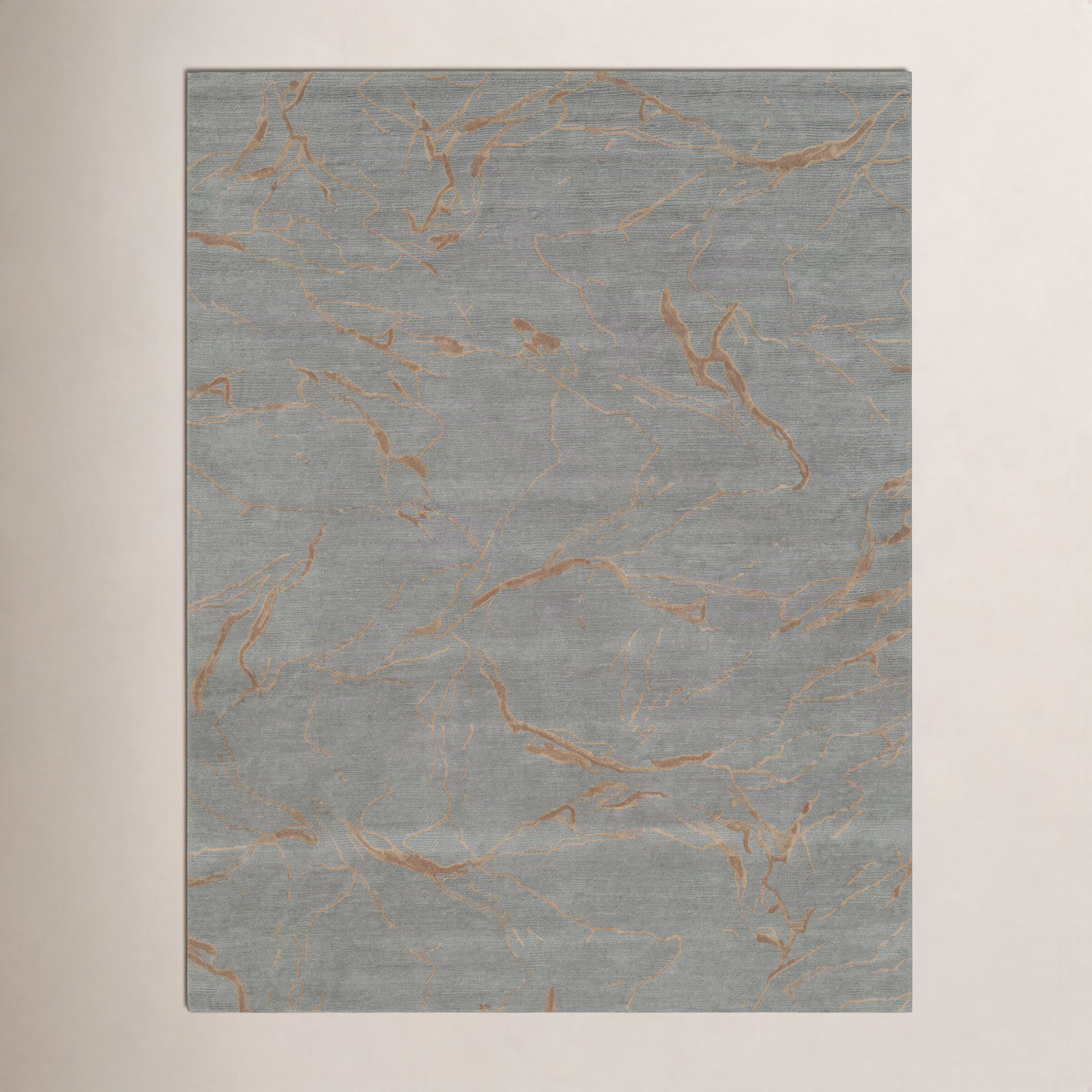 Hand-Tufted Abstract Wool Rug, Blue, Rectangle 7'9" x 9'9"