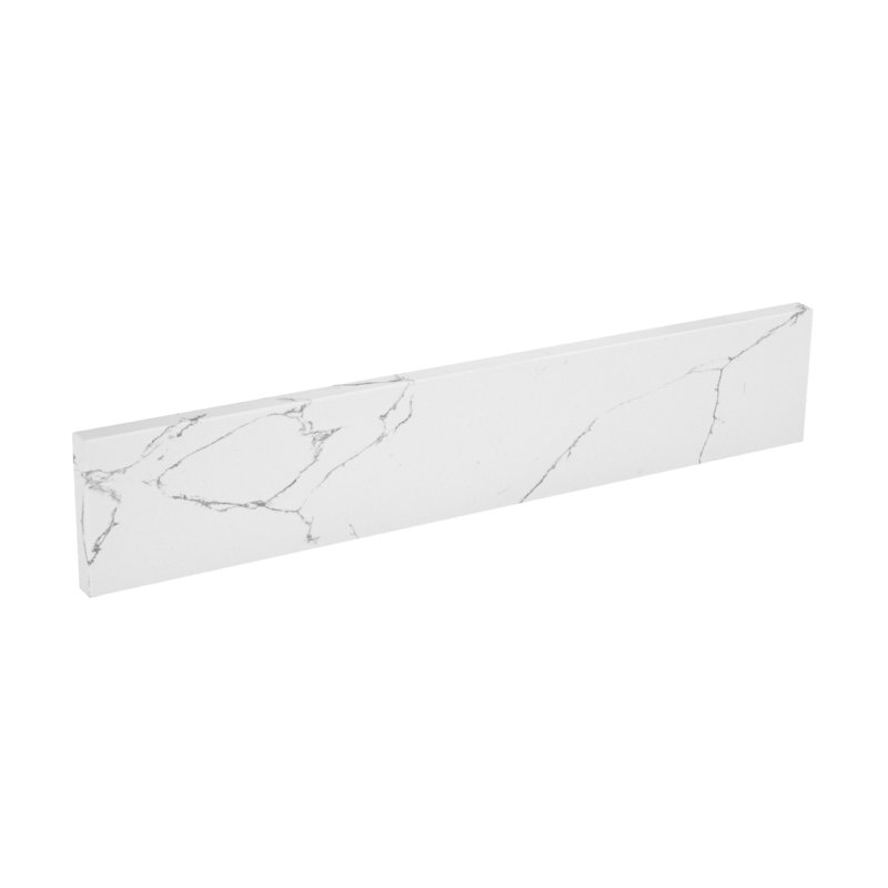 Dosseret en pierre reconstituée blanche veinée de gris pâle, 53 cm (21 pouces), pour comptoir de toilette.