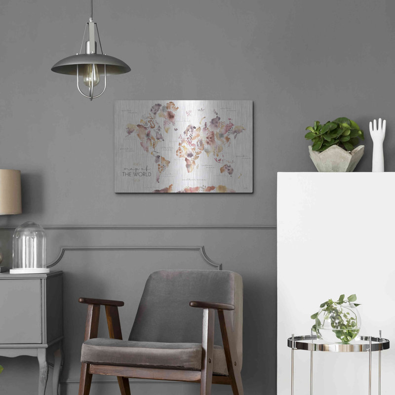 «Desert Blooms Map» par Laura Marshall, art mural en métal, H 16 po x l 24 po