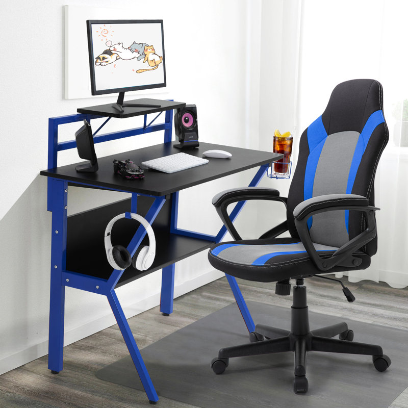 Metal Base Writing Desk, Blue