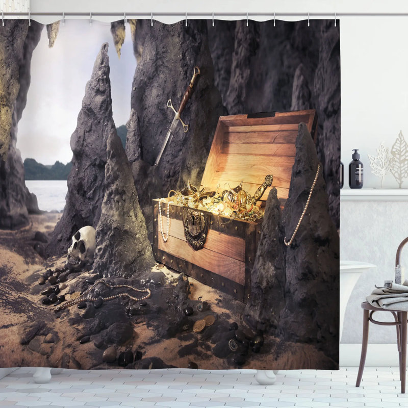 Ensemble de rideau de douche imaginaire et crochets, H 70 po x l 69 po